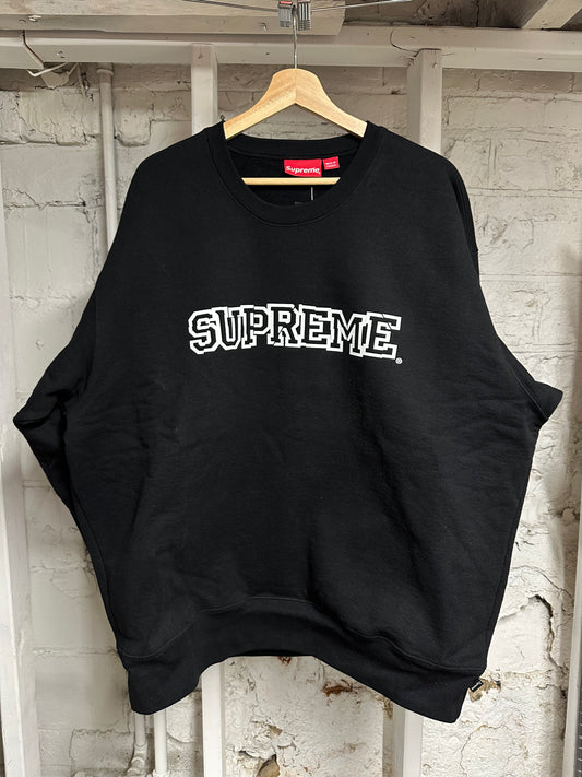 Supreme Chest Spellout Black Crewneck Sz XL