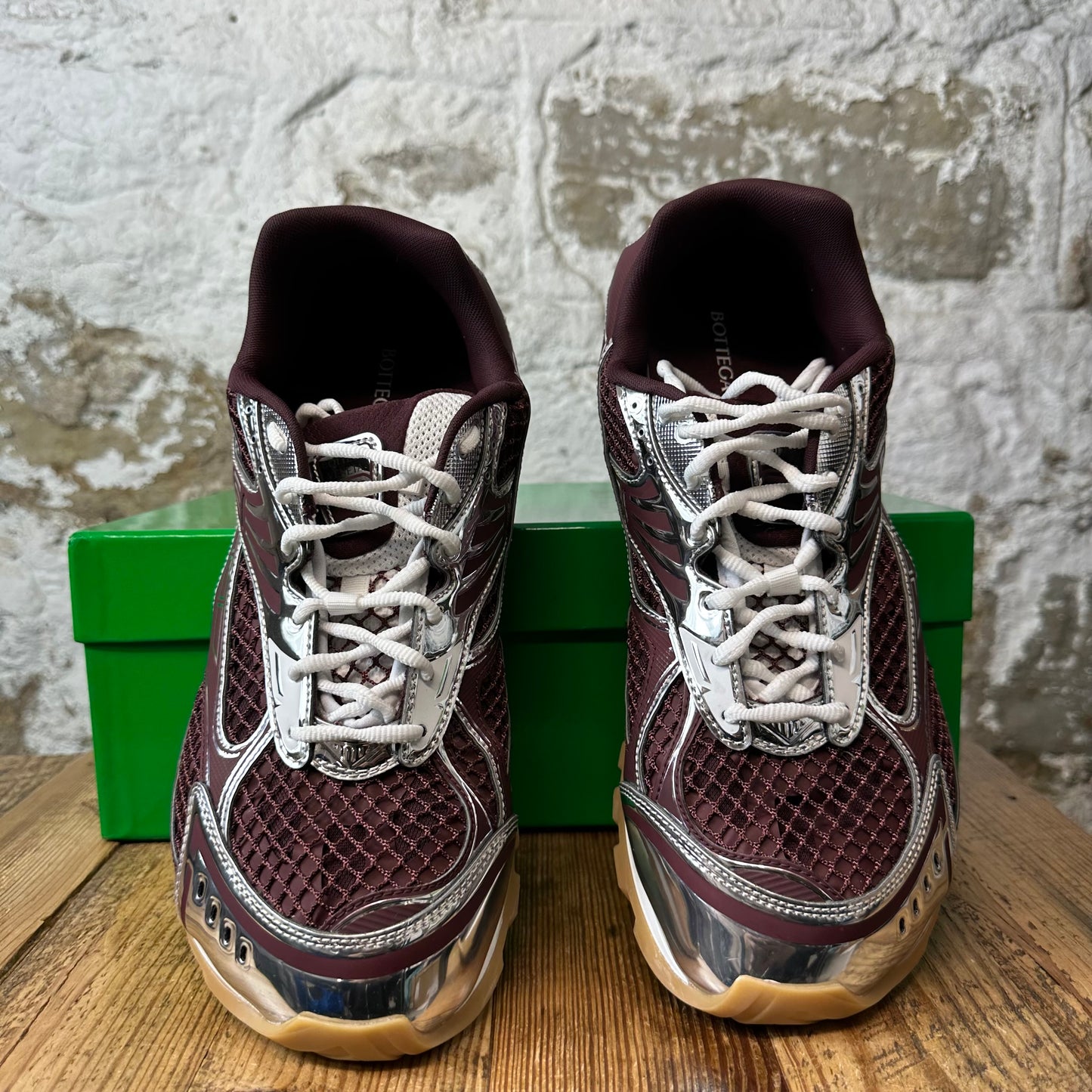 Bottega Veneta Maroon Silver Orbit Sneaker Sz 13 (46)
