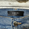 Amiri MX1 Red Suede Blue Denim Jeans Sz 32
