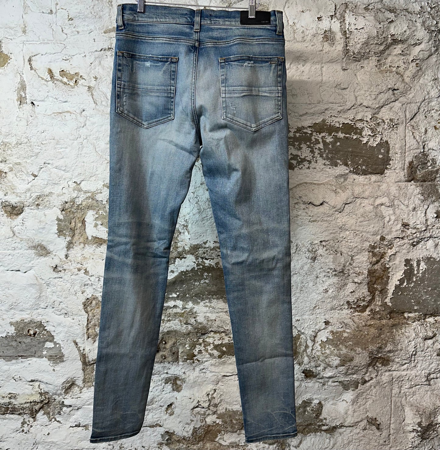 Amiri Black Varsity Logo Blue Denim Jeans Sz 34