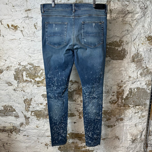 Amiri Knee Rip Shotgun Dark Blue Denim Jeans Sz 38