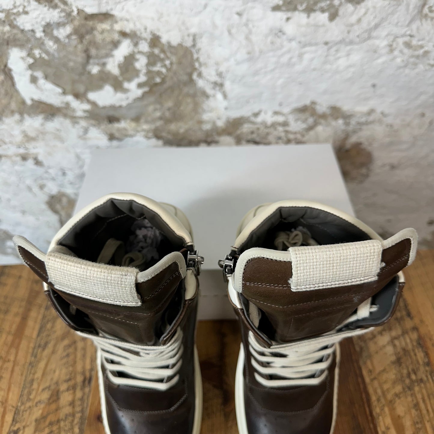 Rick Owens High Geobasket Brown Milk Sneaker Sz 8 (41)