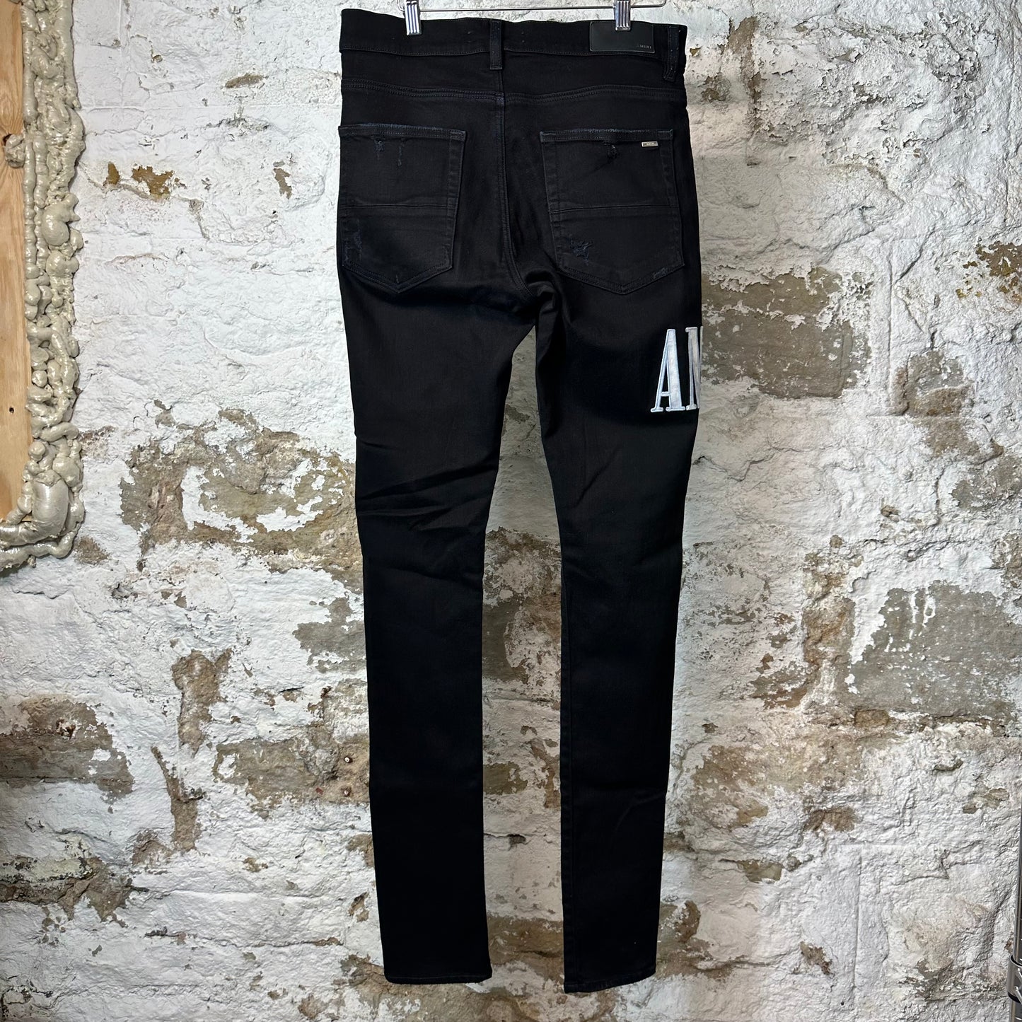 Amiri Blue Tie Dye Core Logo Black Denim Jeans Sz 32