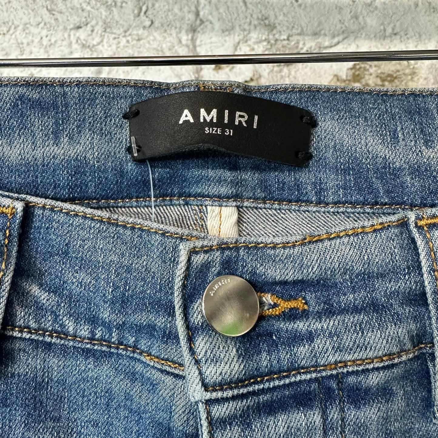 Amiri Plain Blue Distressed Denim Jeans Sz 31