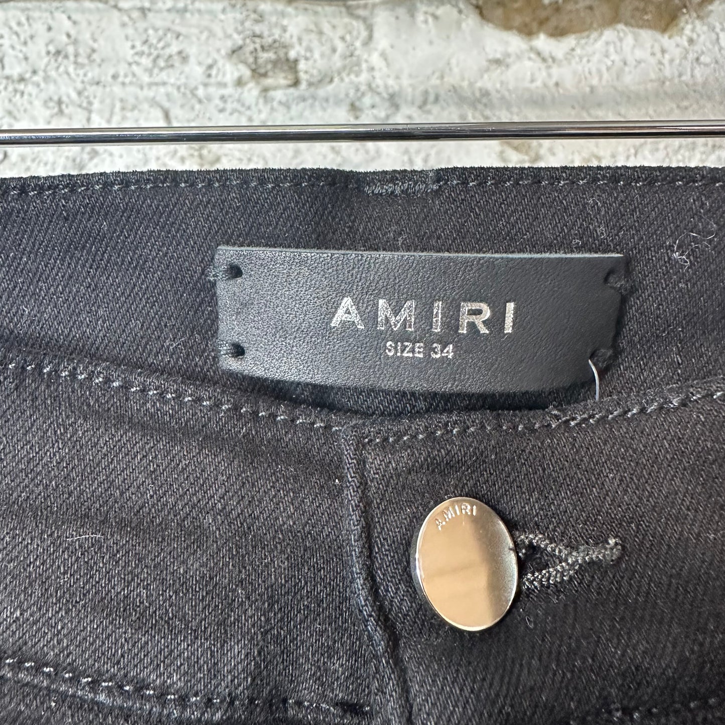 Amiri MX1 Silver Patch Black Denim Jeans Sz 34