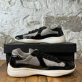 Prada Americas Cup Black Patent Grey White Sneaker Sz 10.5