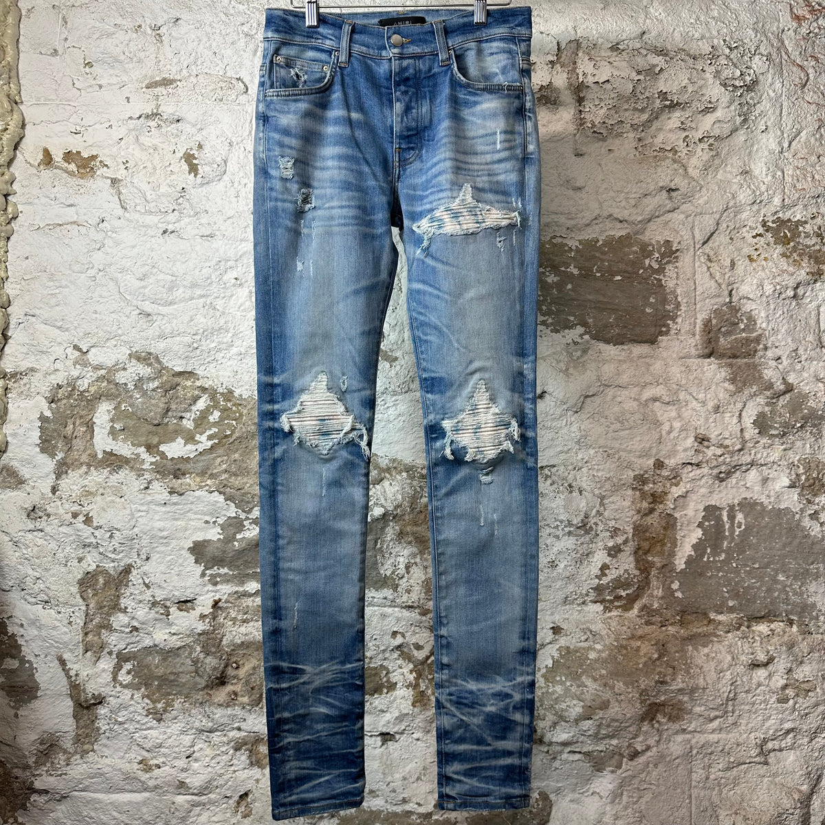 Amiri MX1 Sky Blue Cream Blue Denim Jeans Sz 29