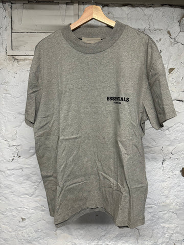 Essentials Heather Grey Chest and Back Logo T-Shirt Sz S