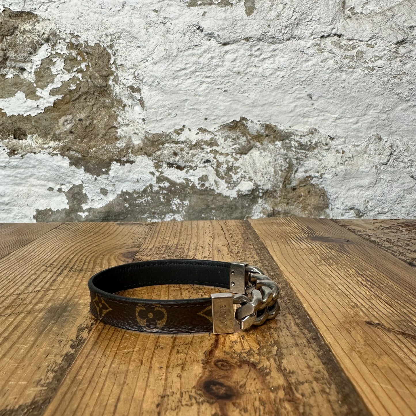 Louis Vuitton Chain Brown Monogram Bracelet Sz (21)