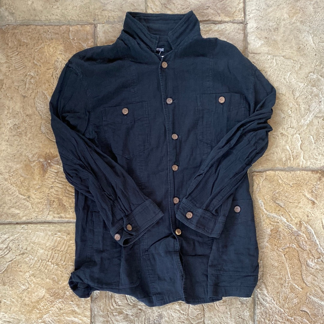 Issey Miyake Black Button Up Shirt Sz L