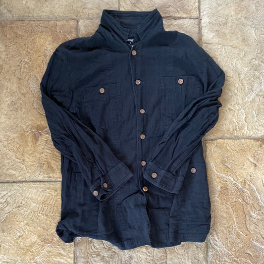 Issey Miyake Black Button Up Shirt Sz L