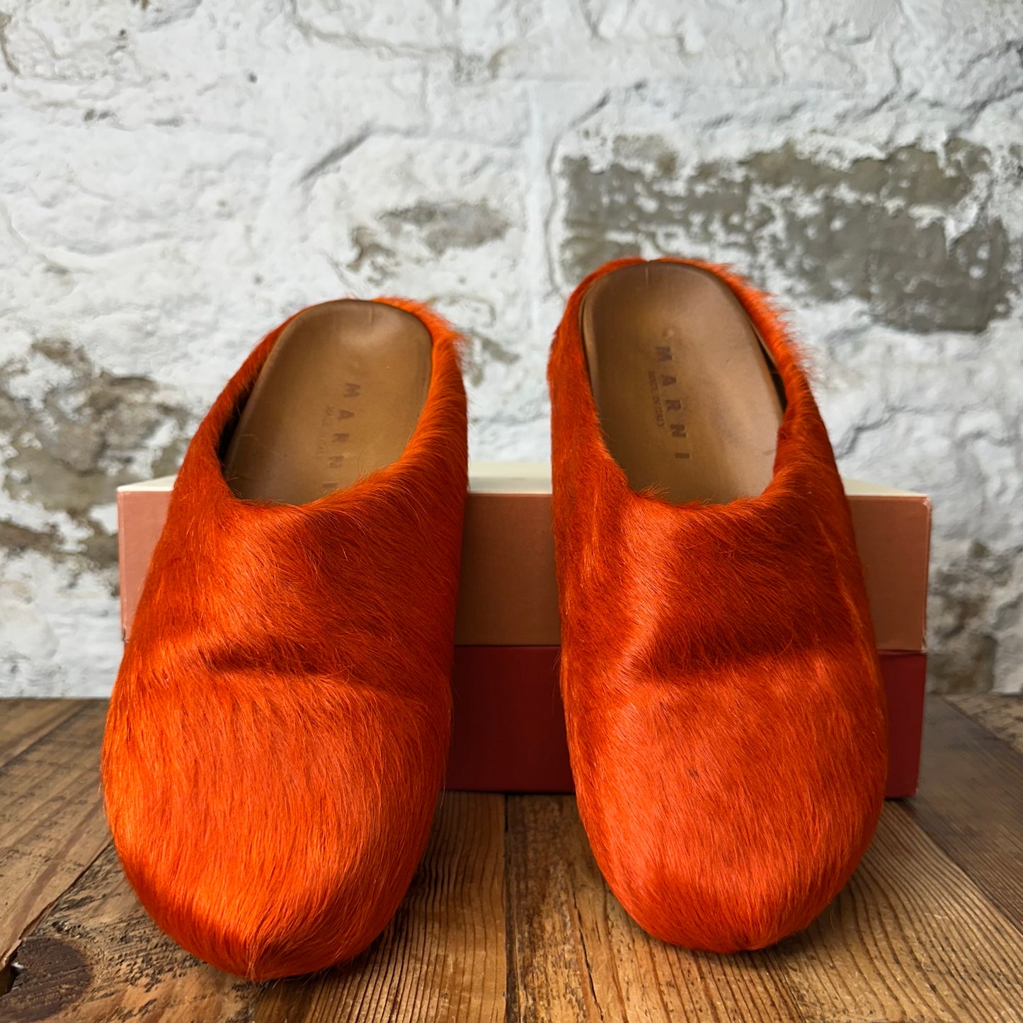 Marni Fussbet Orange Fur Slide Sz 9 (42)