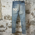 Amiri MX1 White Starburst Blue Denim Jeans Sz 30