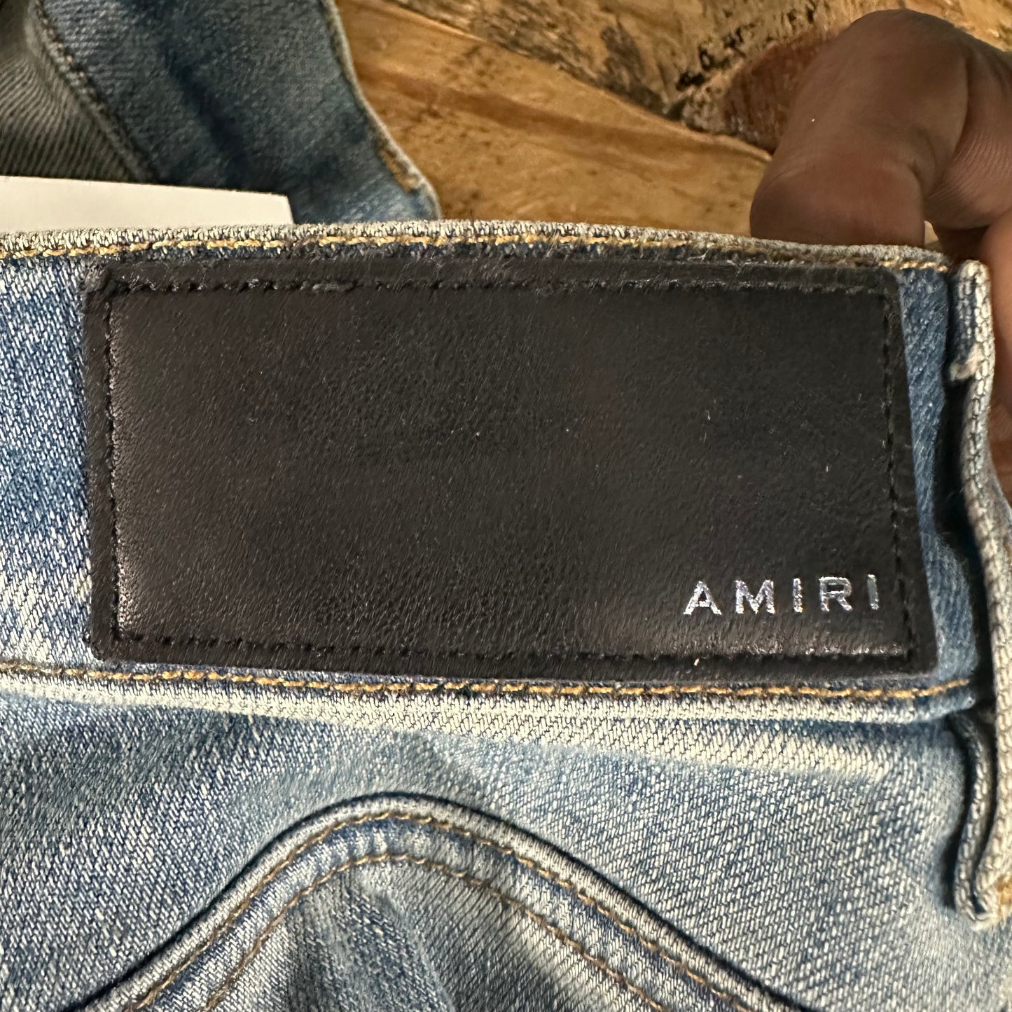 Amiri Black Paisley Old English Blue Denim Jeans Sz 32