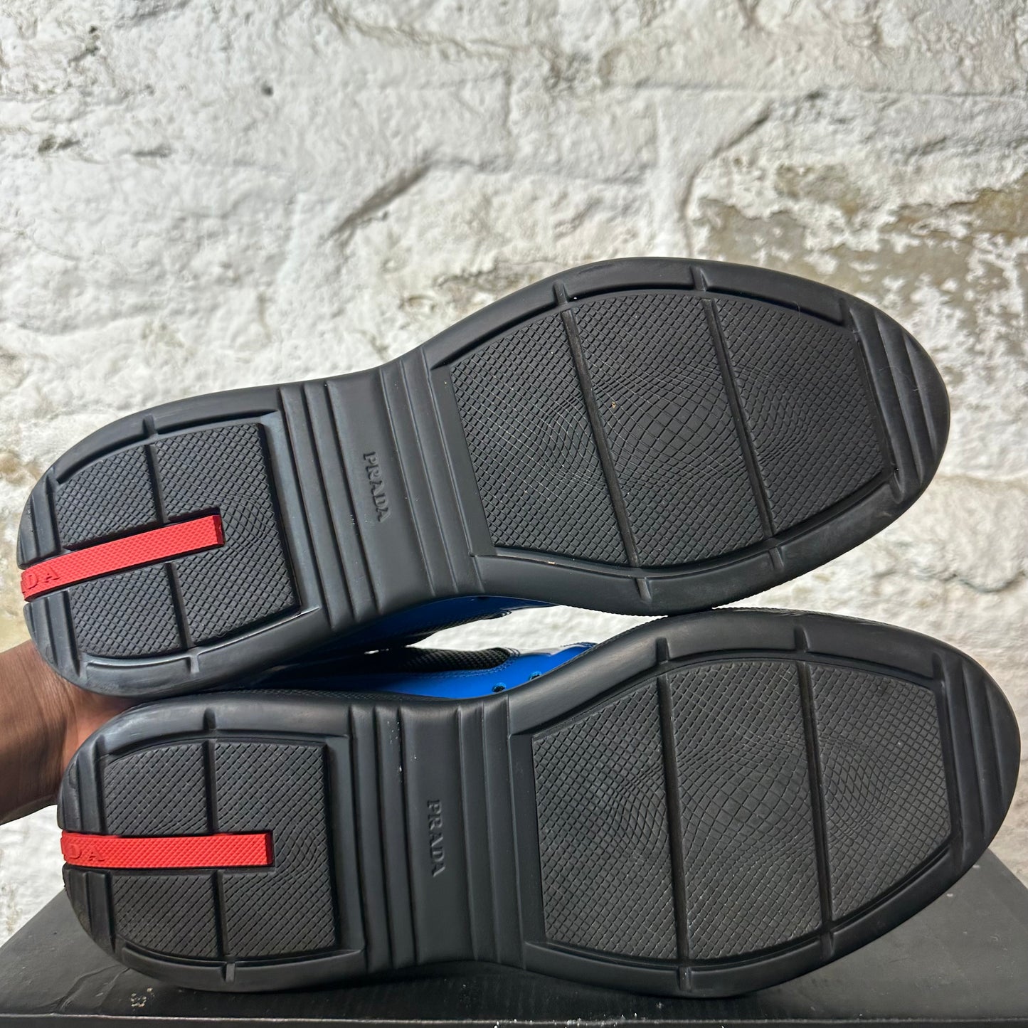 Prada Americas Cup Dark Blue Patent Black Sneaker Sz 11