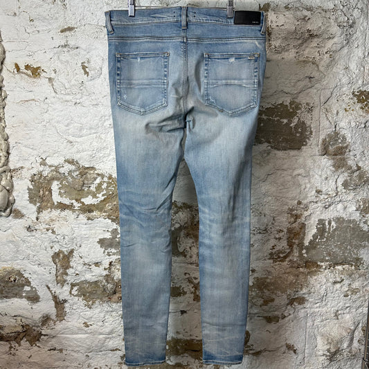 Amiri Distressed Plain Blue Denim Jeans Sz 36