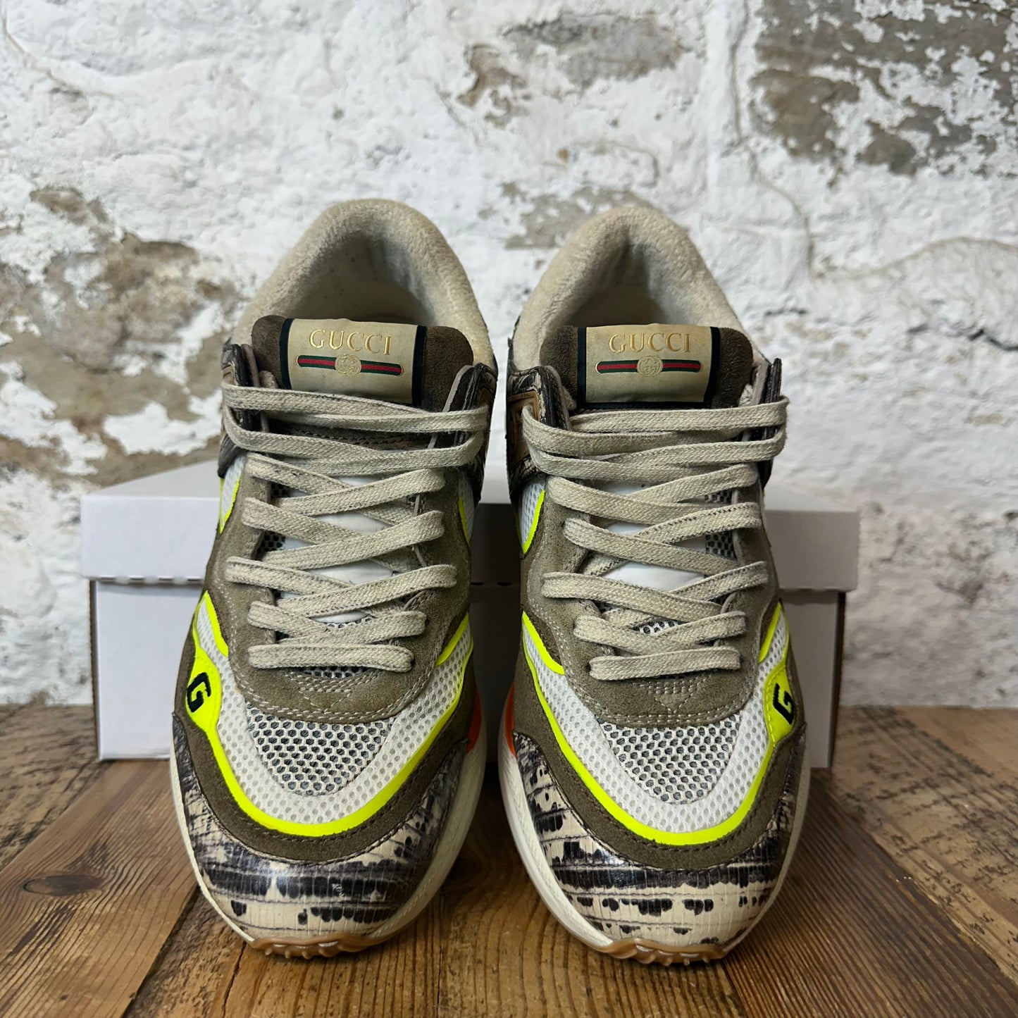 Gucci Ultrapace Brown Cream Sneaker Sz 8.5