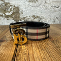 Burberry Gold TB Plaid Belt Sz (85/34)