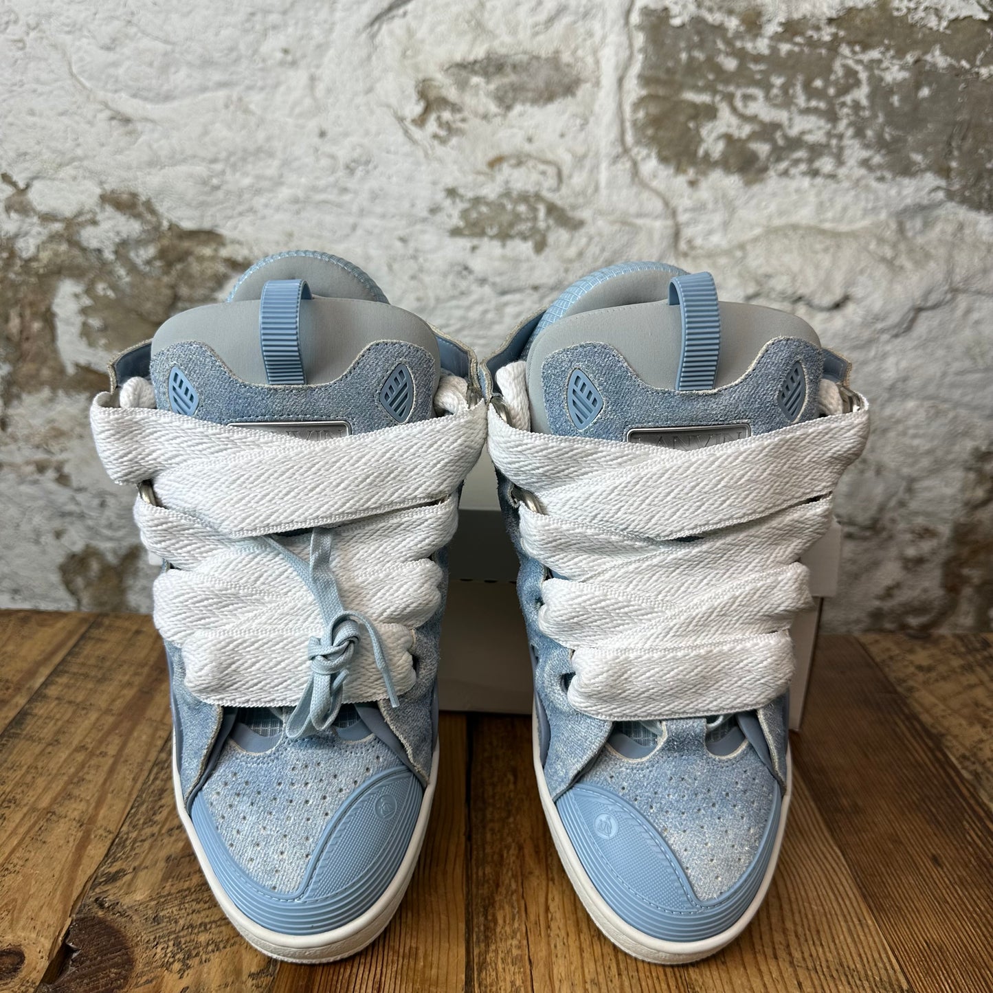 Lanvin Curb White Lace Blue Denim Sneaker Sz 10 (43)