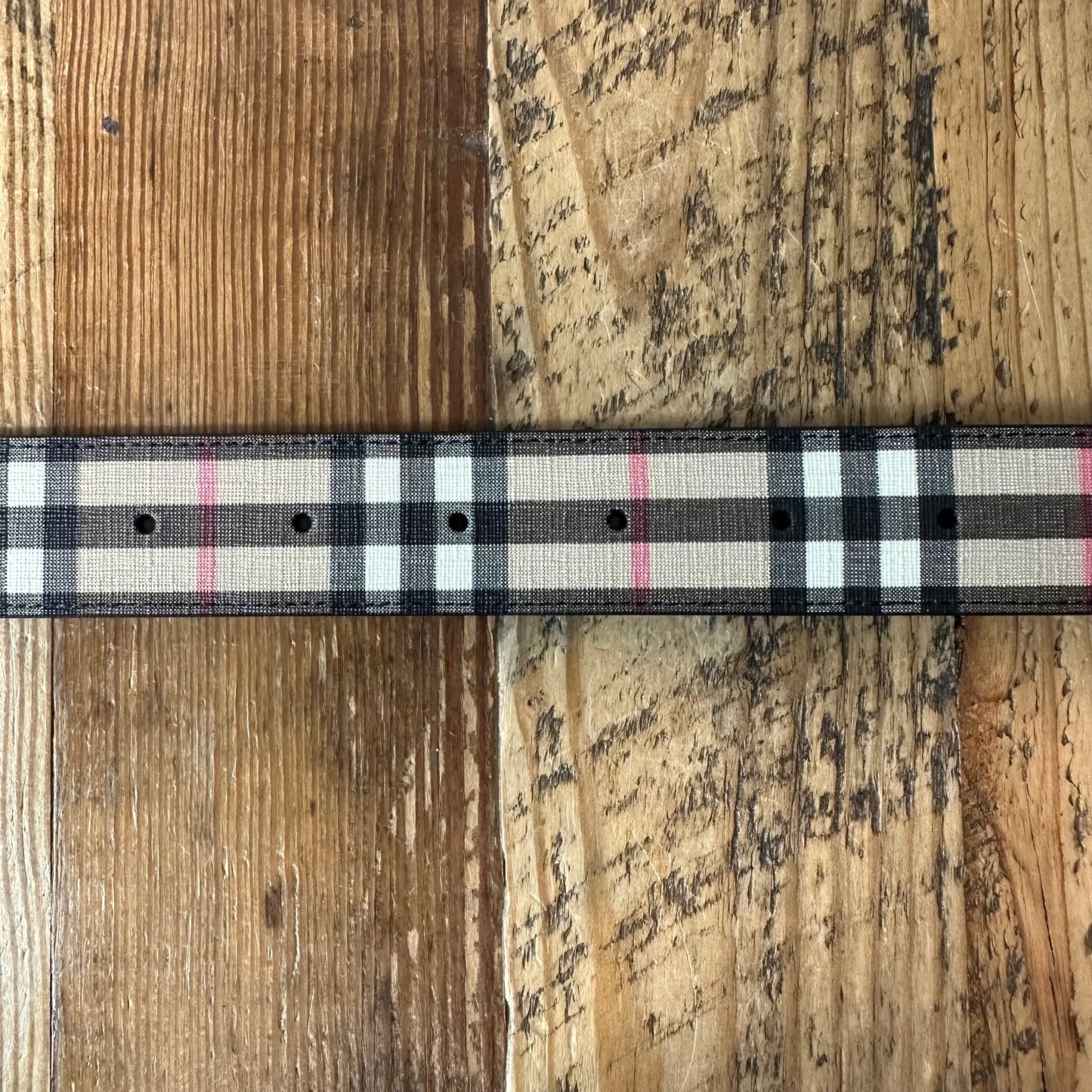 Burberry Gold TB Plaid Belt Sz (85/34)