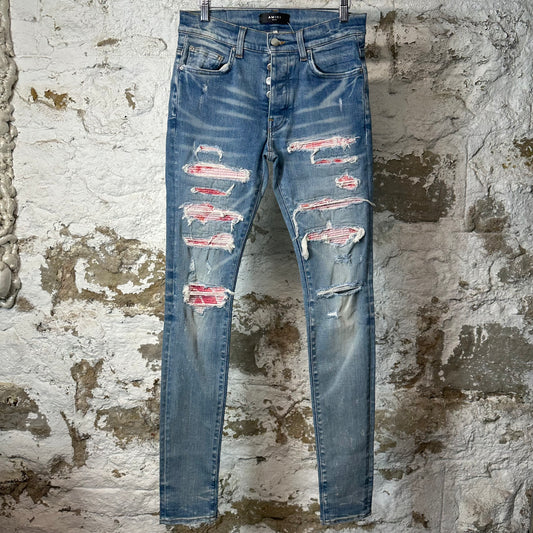 Amiri MX1 Pink Tie Dye Blue Denim Jeans Sz 29