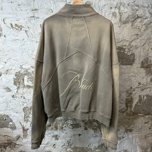 Rhude Script 1/4 Zip Crewneck Sand Sz XL
