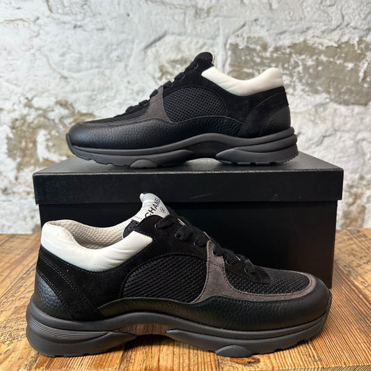 Chanel CC Black White Trainer Sneaker Sz 7.5 (40.5)