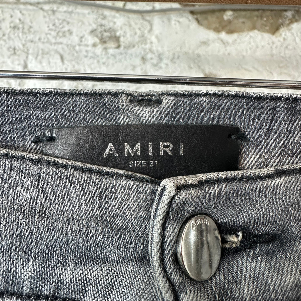 Amiri Army Stencil Grey Denim Jeans Sz 31