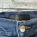 Amiri MX1 Black Leather Dark Blue Denim Jeans Sz 32