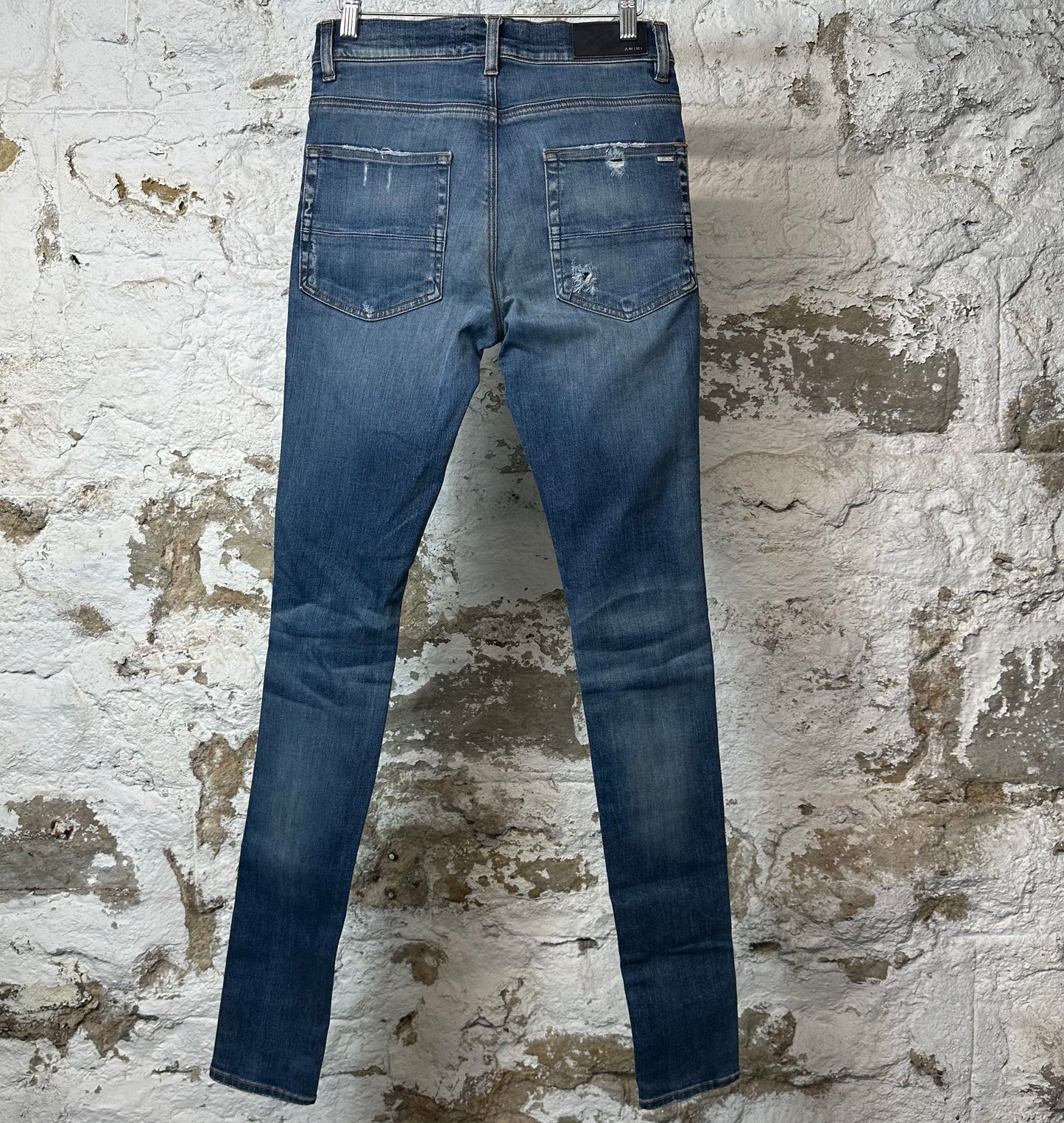 Amiri Knee Hole Plain Dark Blue Denim Jeans Sz 29