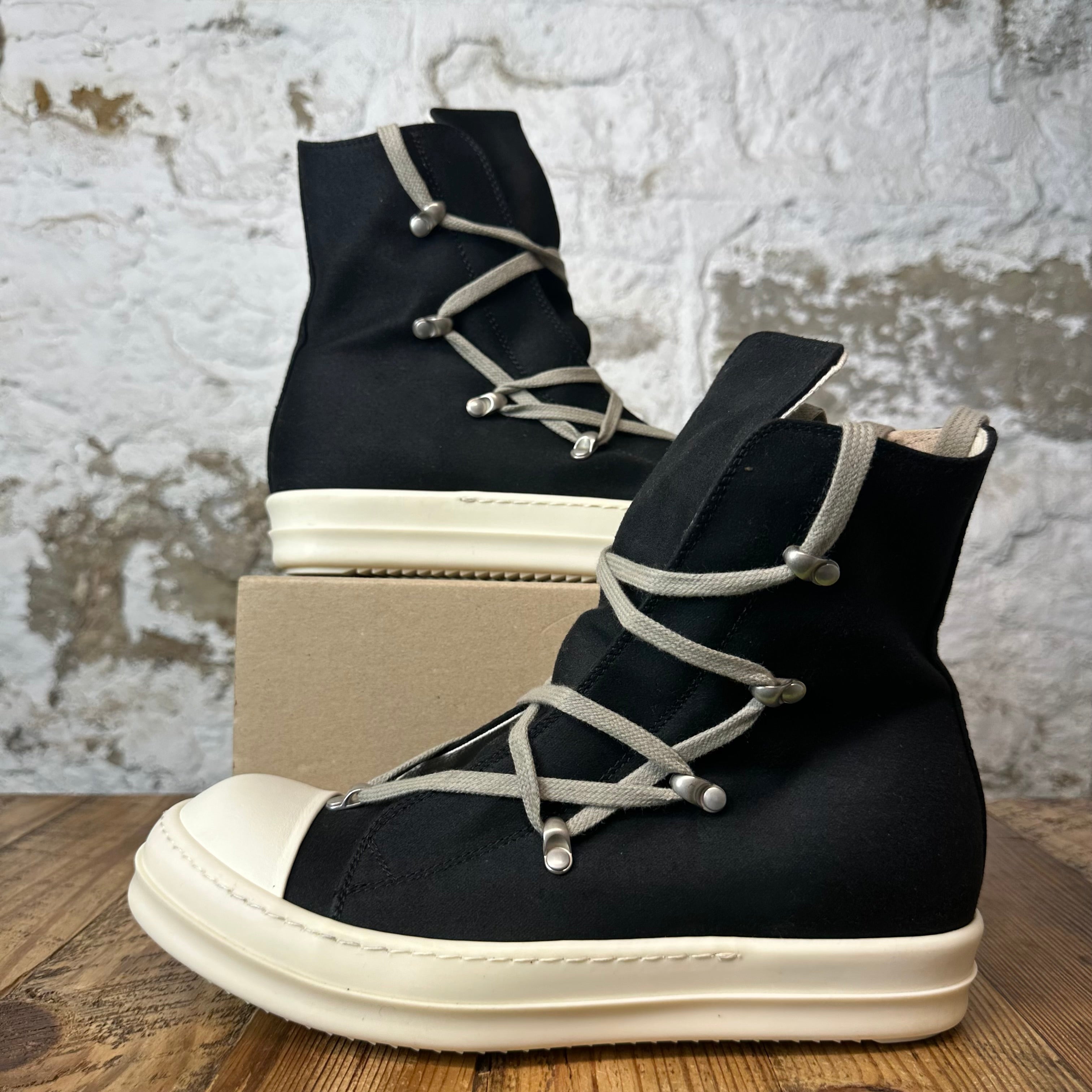 Rick Owens High Hexa Lace Black Pearl Milk Sneaker Sz 7 (40)
