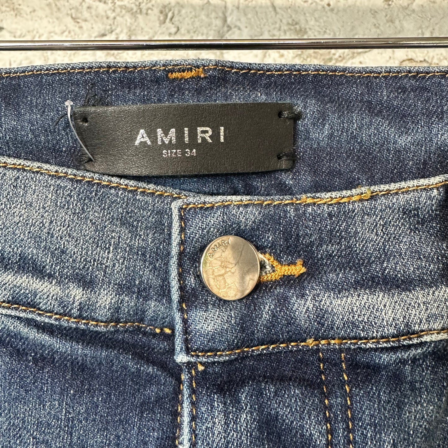 Amiri Purple Old English Dark Blue Denim Jeans Sz 34