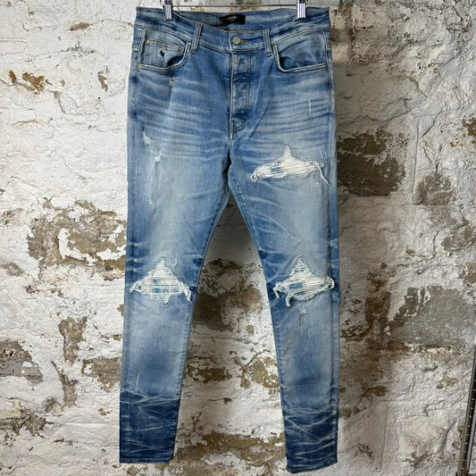 Amiri MX1 Sky Blue Cream Blue Denim Jeans Sz 34