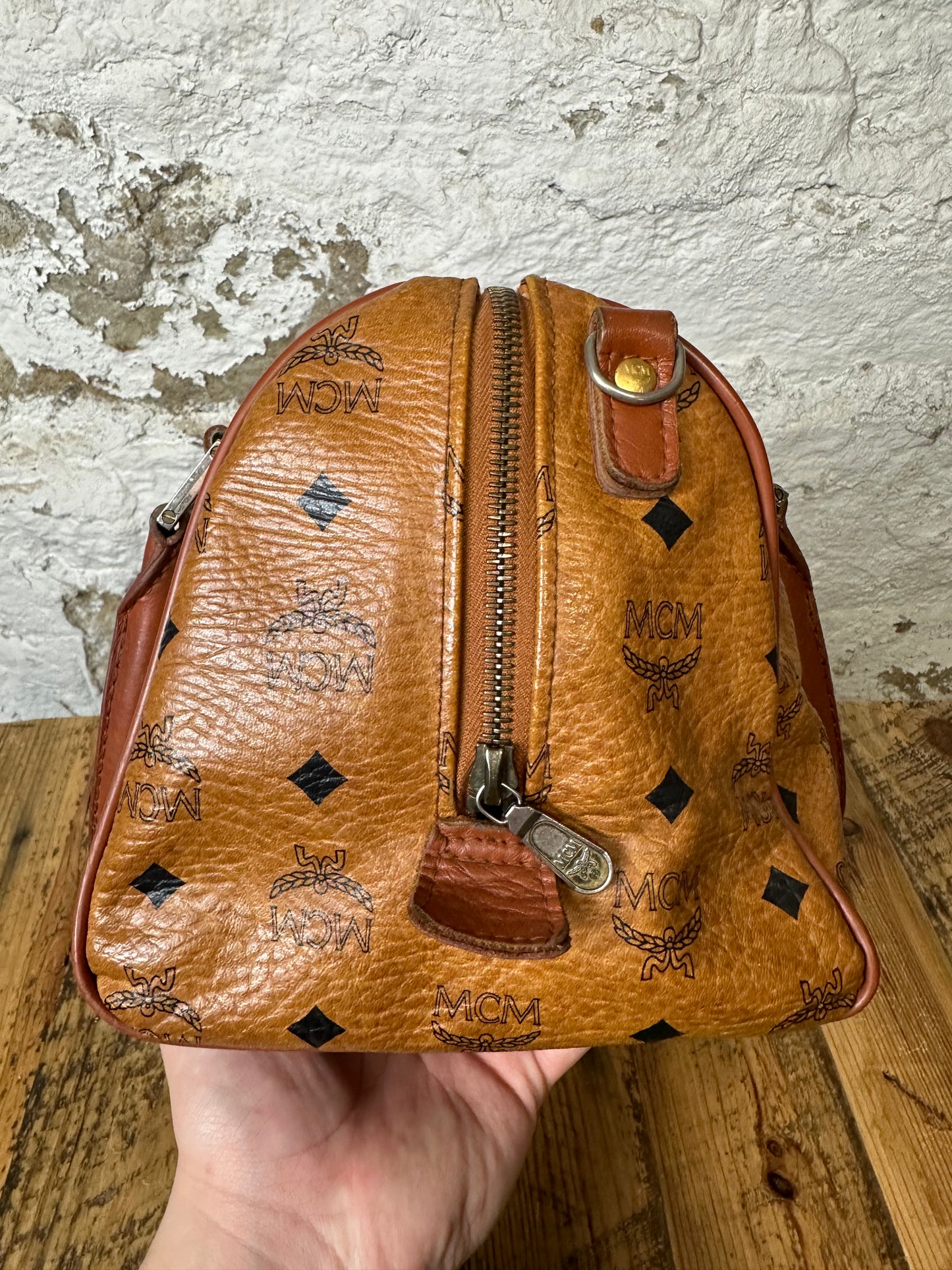 MCM Cognac Boston Bag