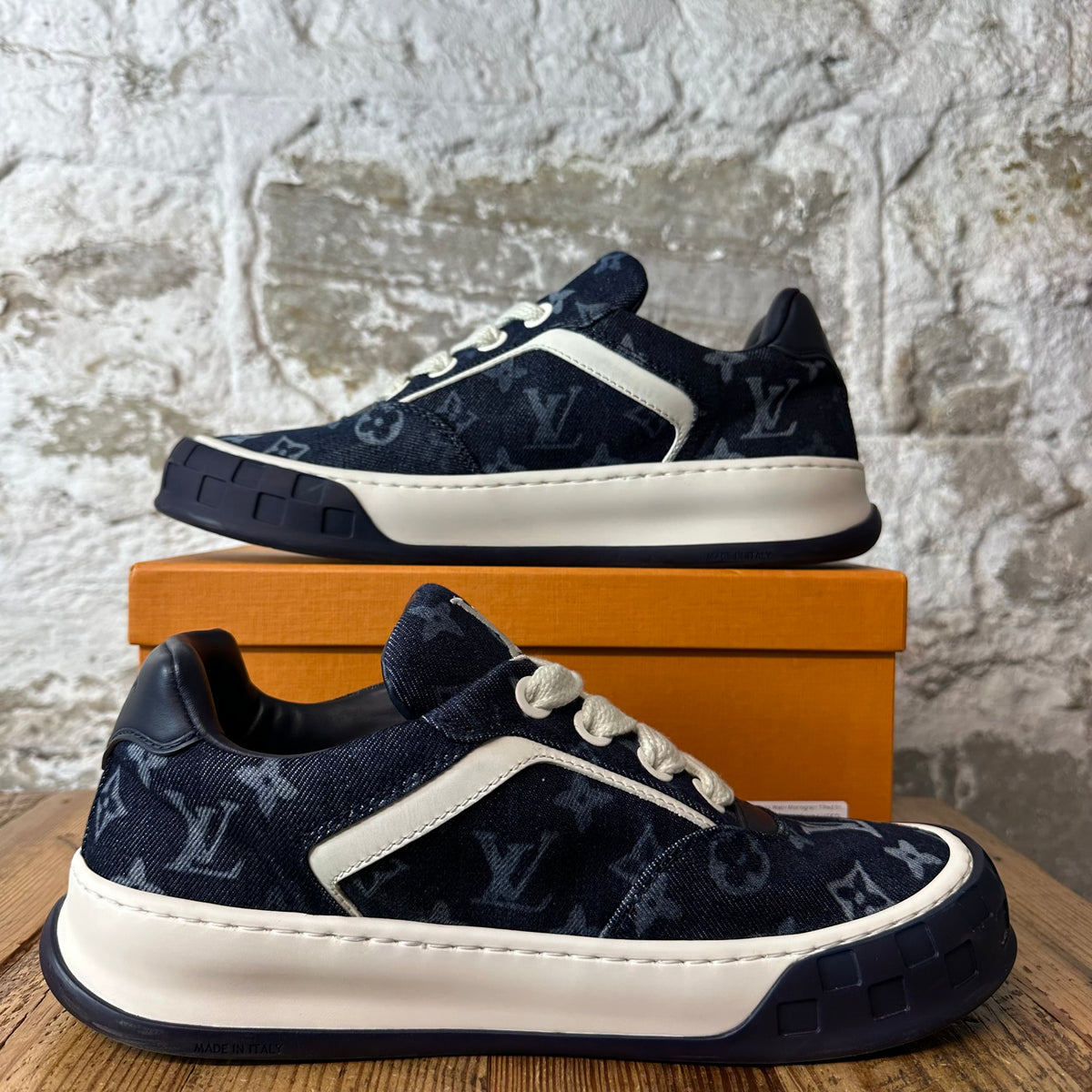 Louis Vuitton Dark Wash Monogram Tilted Sneaker Sz 11.5 (10LV)