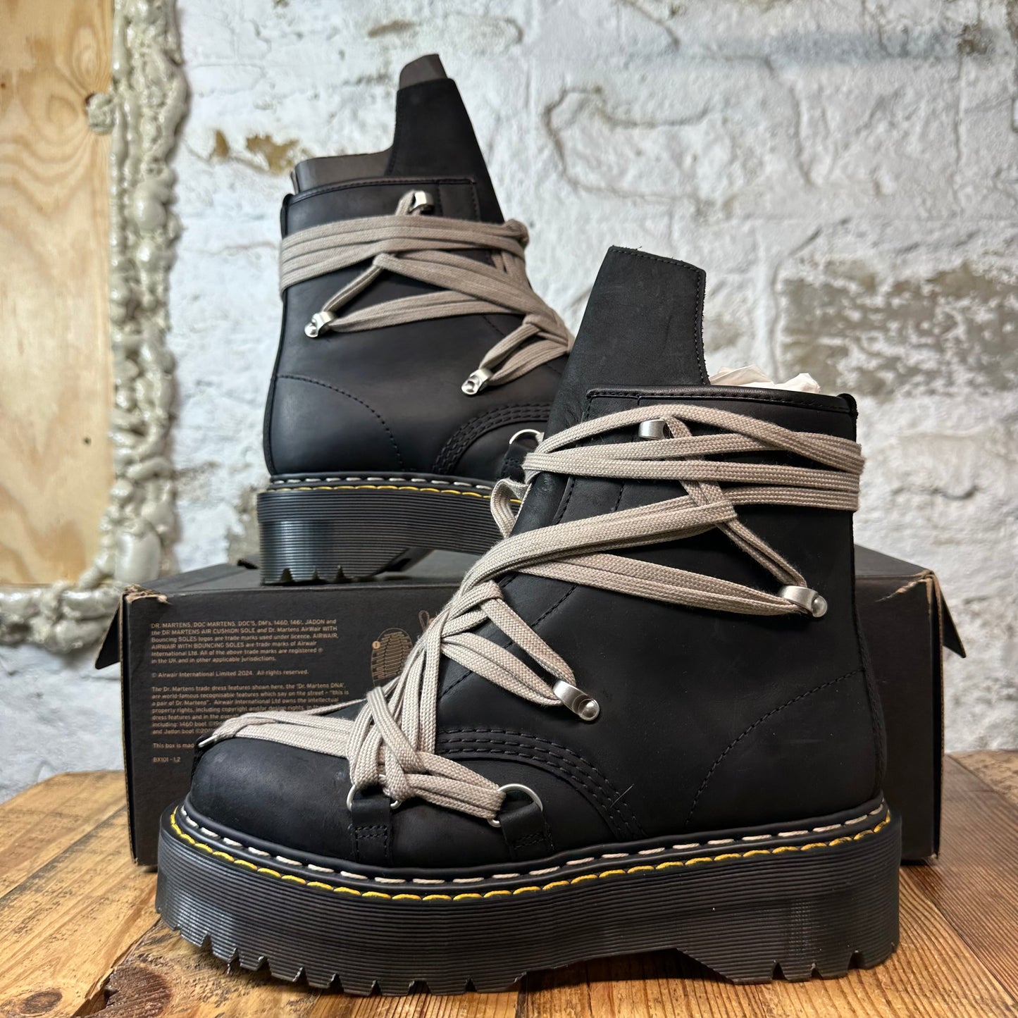 Rick Owens 1460 Quad Sole Megalace Boot Black Sz 9