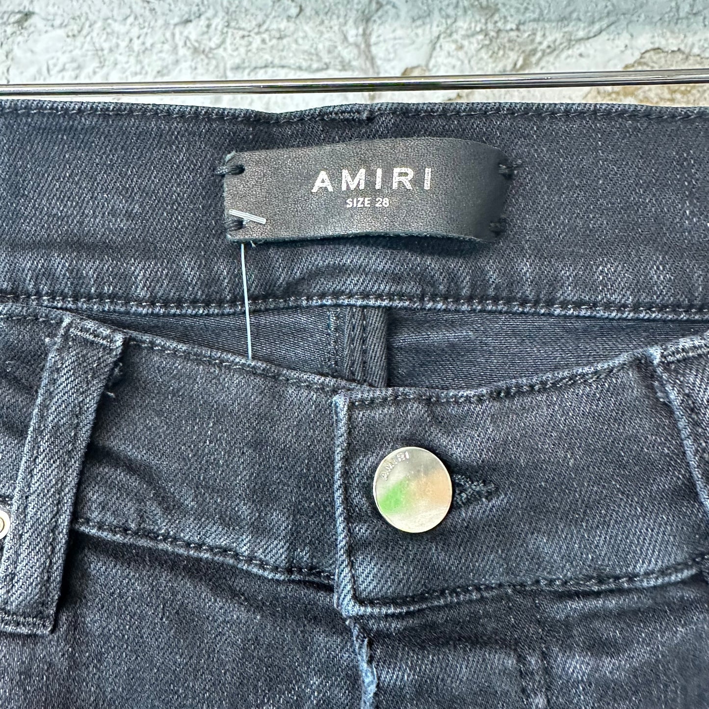 Amiri MX1 Cracked Blue Black Denim Jeans Sz 28