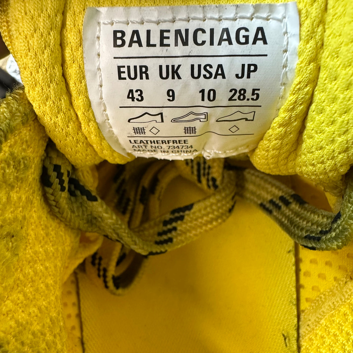 Balenciaga 3XL Black Yellow Sneaker Sz 10 (43)