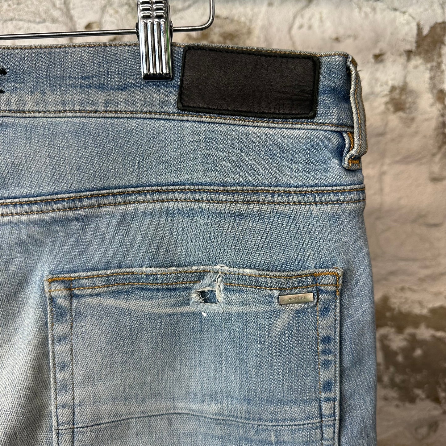 Amiri MX1 Camo Spell Blue Denim Jeans Sz 36