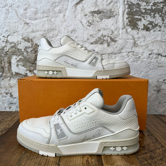 Louis Vuitton White Cream Trainer Sneaker Sz 8.5 (7LV)