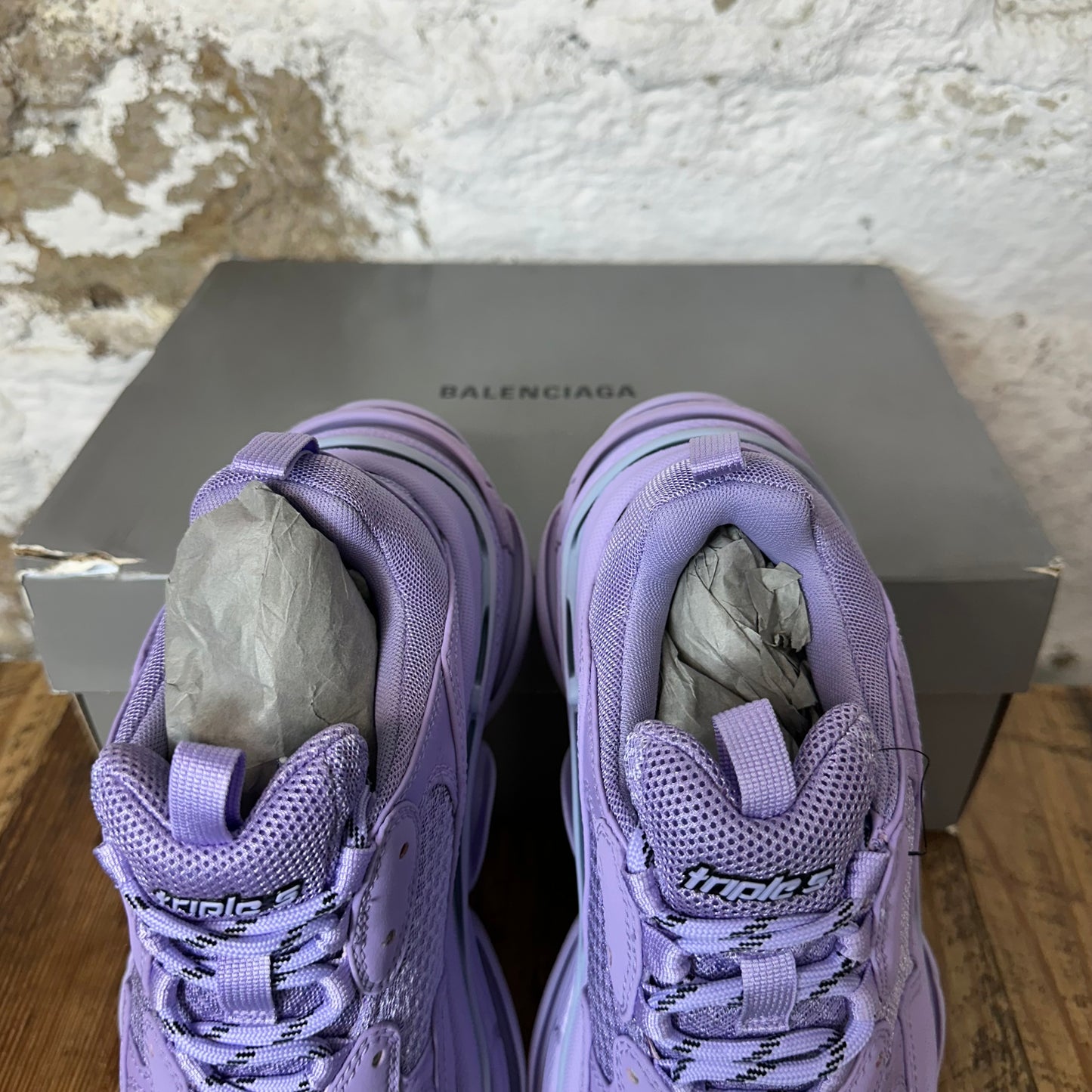 Balenciaga Triple S Lilac Gray Sneaker Sz 6.5 (39) DS