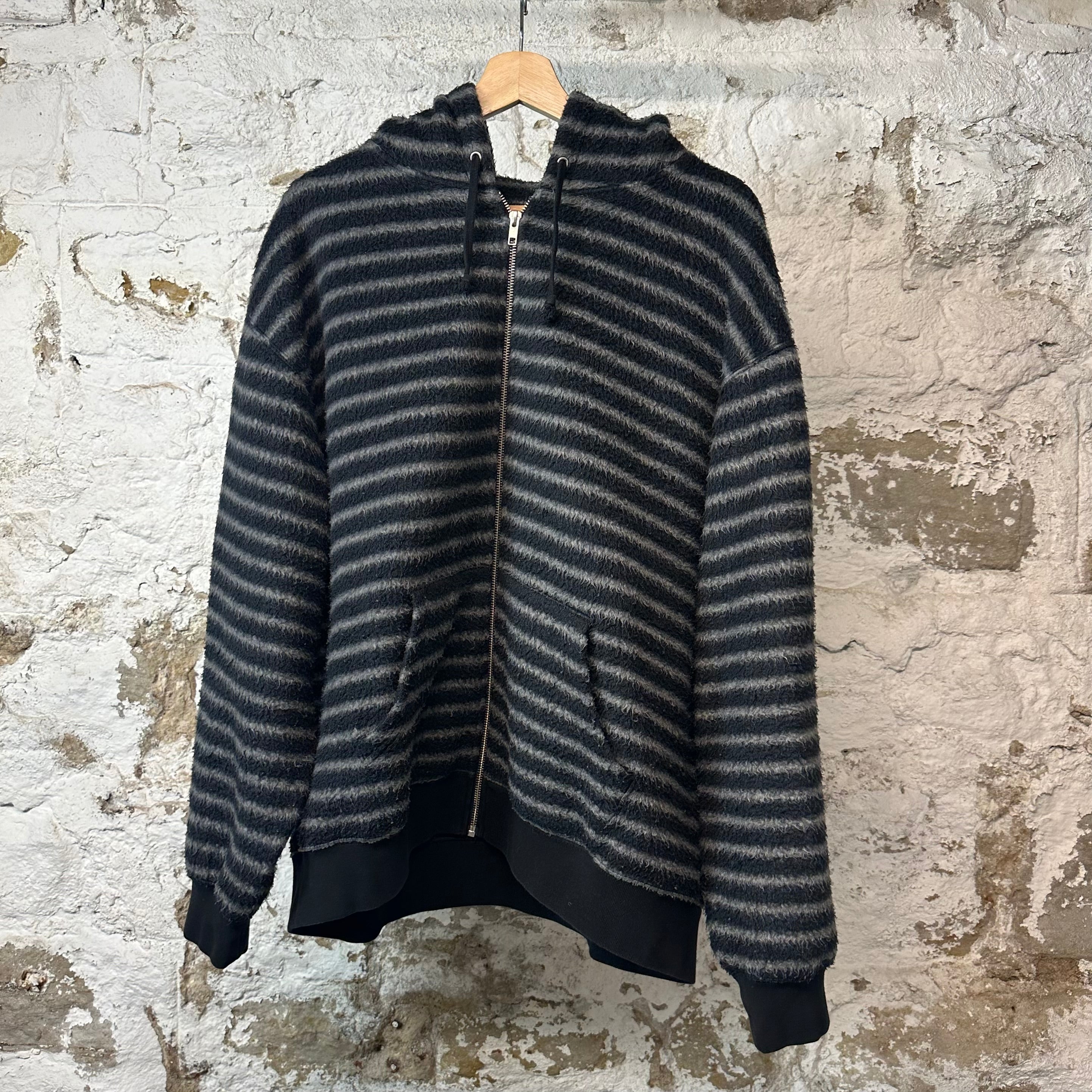 Supreme Black Gray Mohair Striped Zip Up Hoodie Sz L – The Gallery
