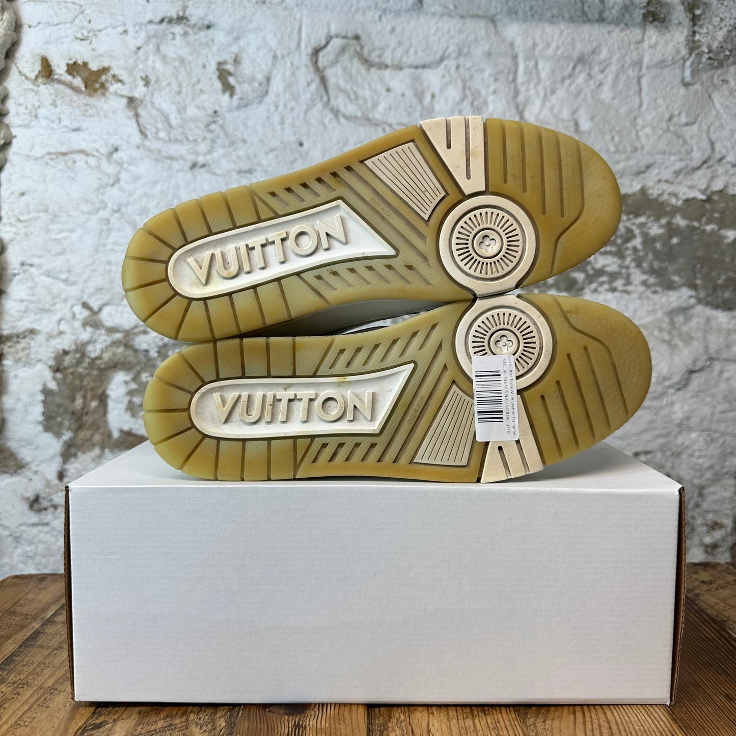Louis Vuitton Triple White Leather Trainer Sneaker Sz 10.5 (9LV)