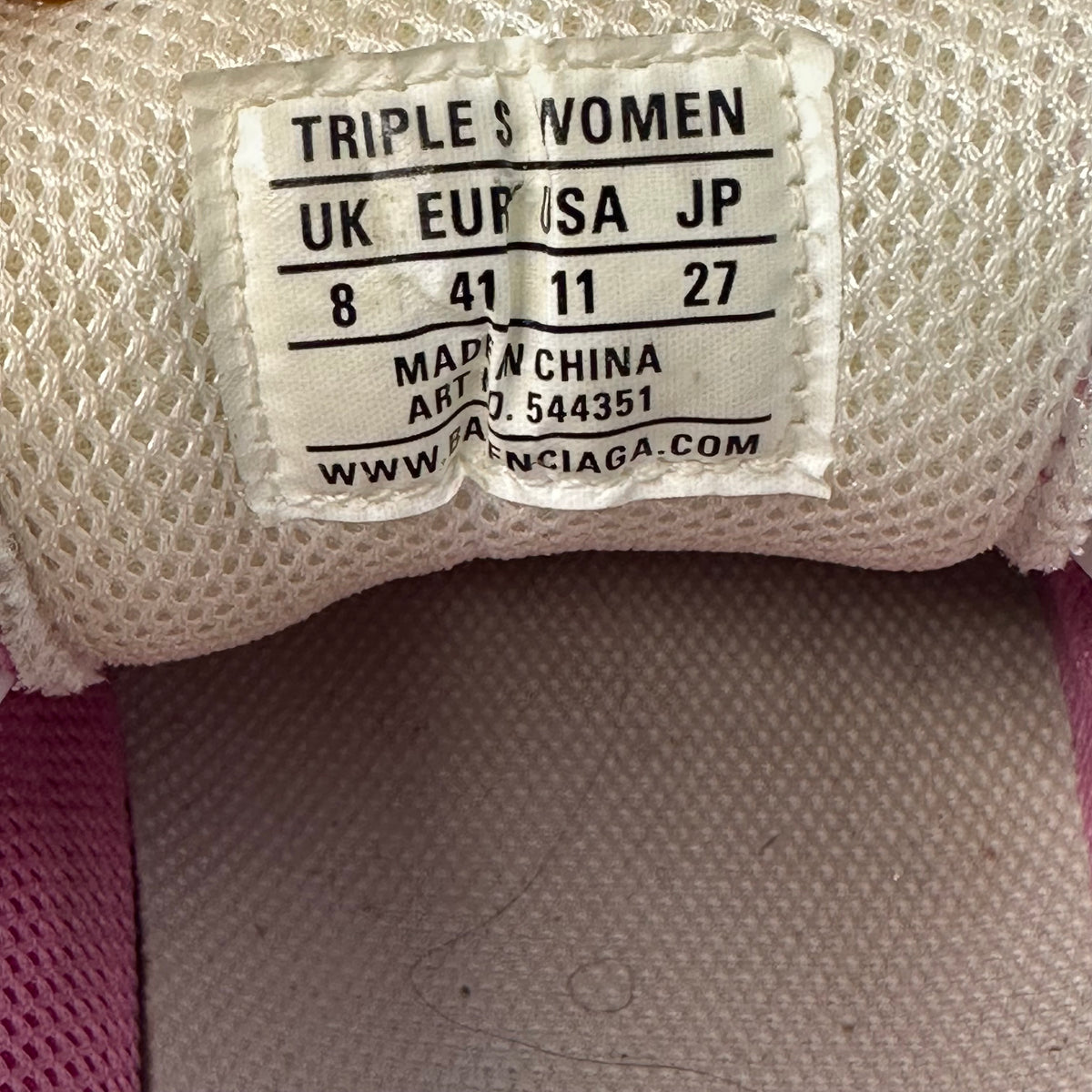 Balenciaga Triple S White Pink Sneaker Sz 8 (41)