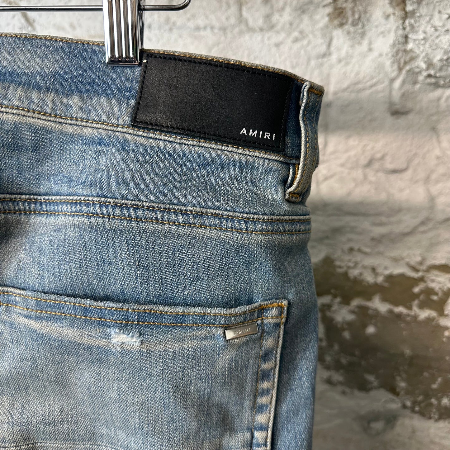 Amiri MX2 Multicolor Flannel Blue Denim Jeans Sz 36