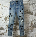 Amiri Black Paisley Star Blue Denim Jeans Sz 30
