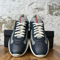 Prada Americas Cup Navy Leather Grey White Sneaker Sz 8