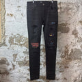 Amiri MX1 Multicolor Patch Black Denim Jeans Sz 34