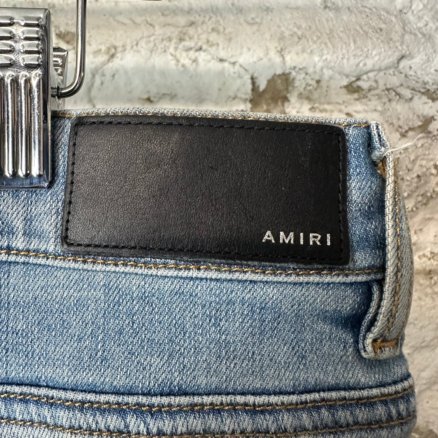 Amiri Distressed Plain Blue Denim Jeans Sz 36