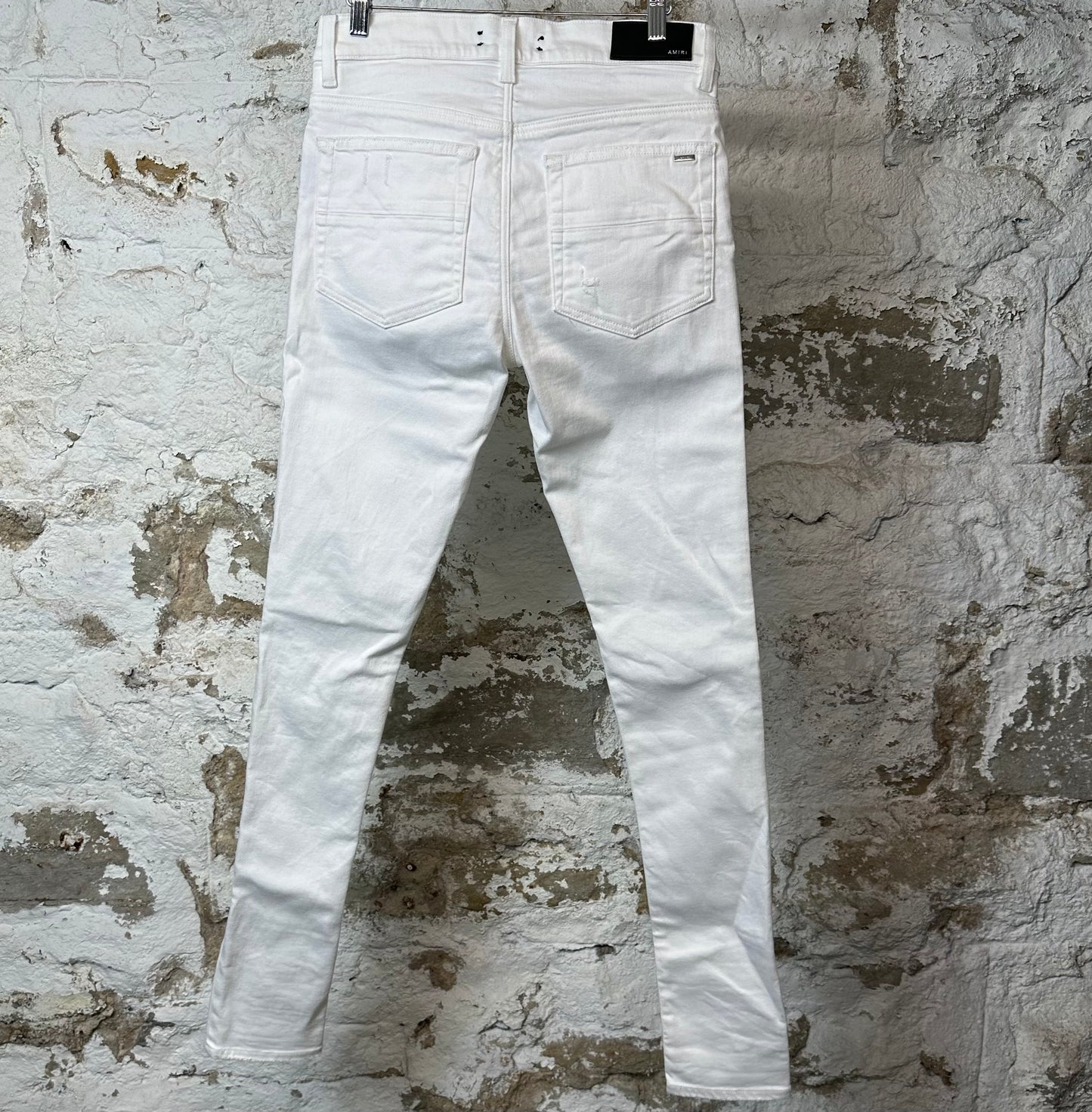 Amiri MX1 White Leather White Denim Jeans Sz 30
